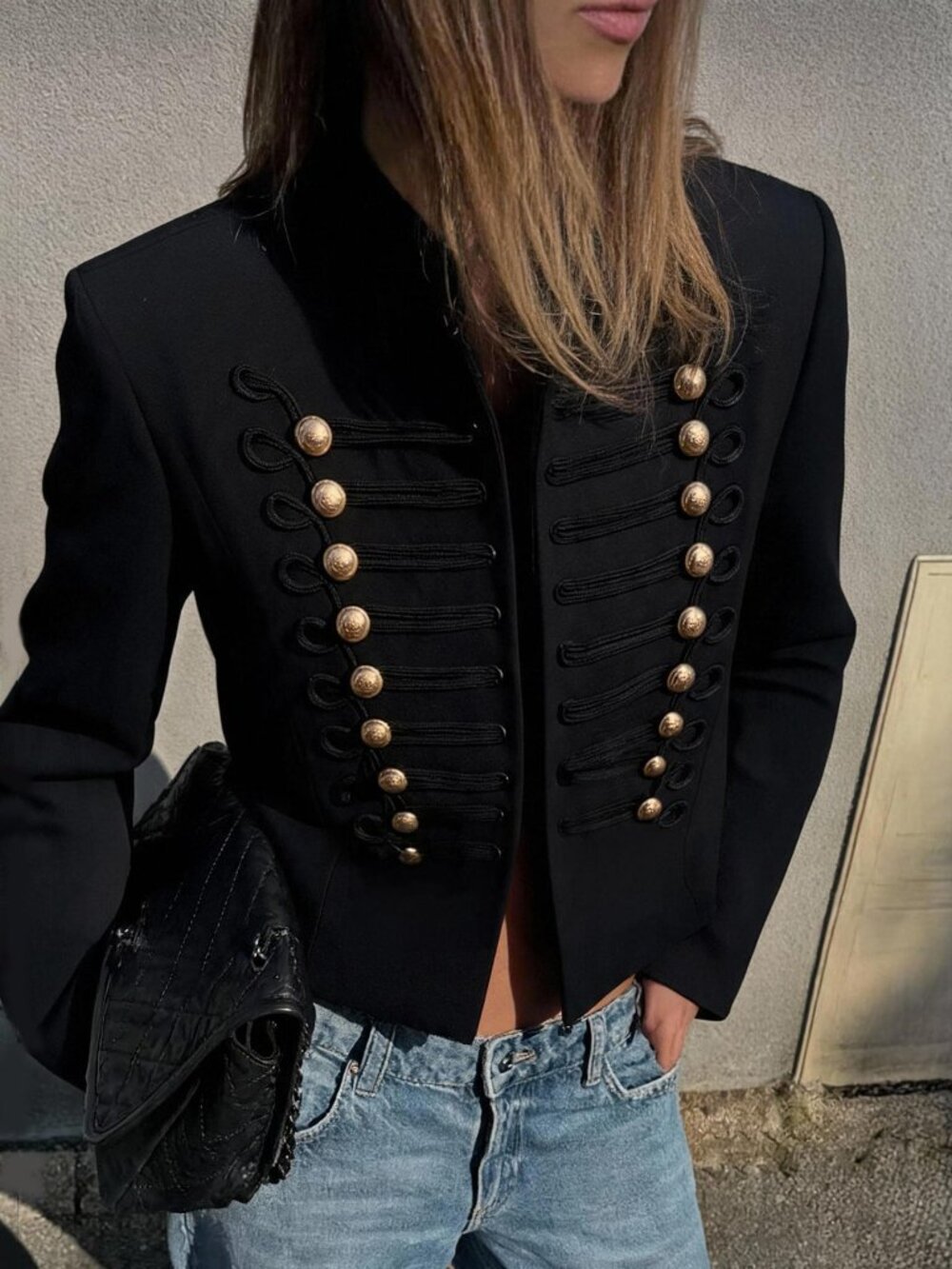 Black Casual Women's Cropped Waistcoat